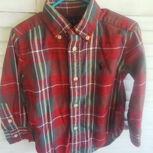 Long sleeve plaid polo button down